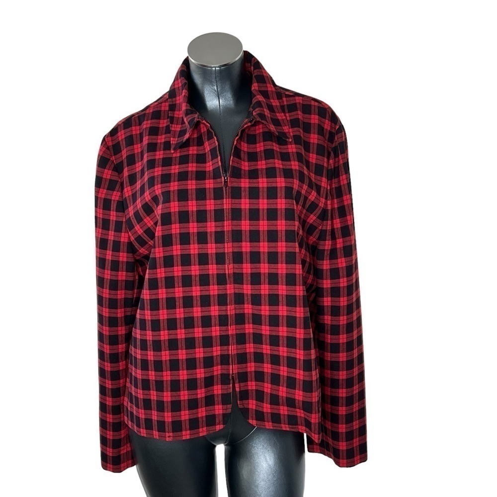 VINTAGE SOUTHERN LADY Buffalo Plaid Zip up Top Blazer Women's Size 18